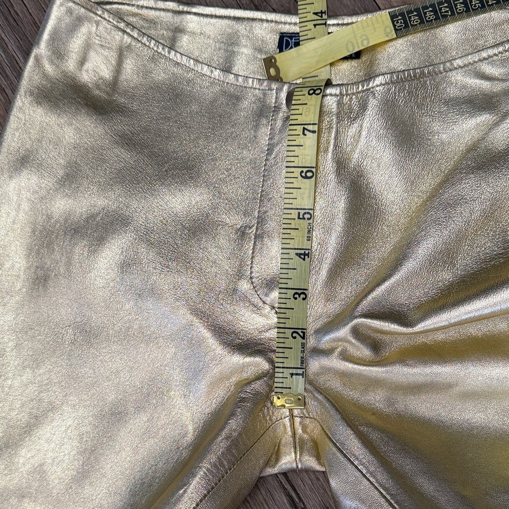 Lamb Leather Gold Flare Pants - Picture 9 of 13